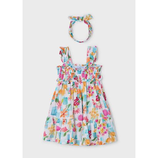 Vestido de tirantes niña MAYORAL estampado con diadema agata 3939