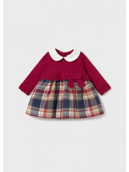 Vestido manga larga bebe niña MAYORAL tricot combinado rojo 16-02801-011 [1]