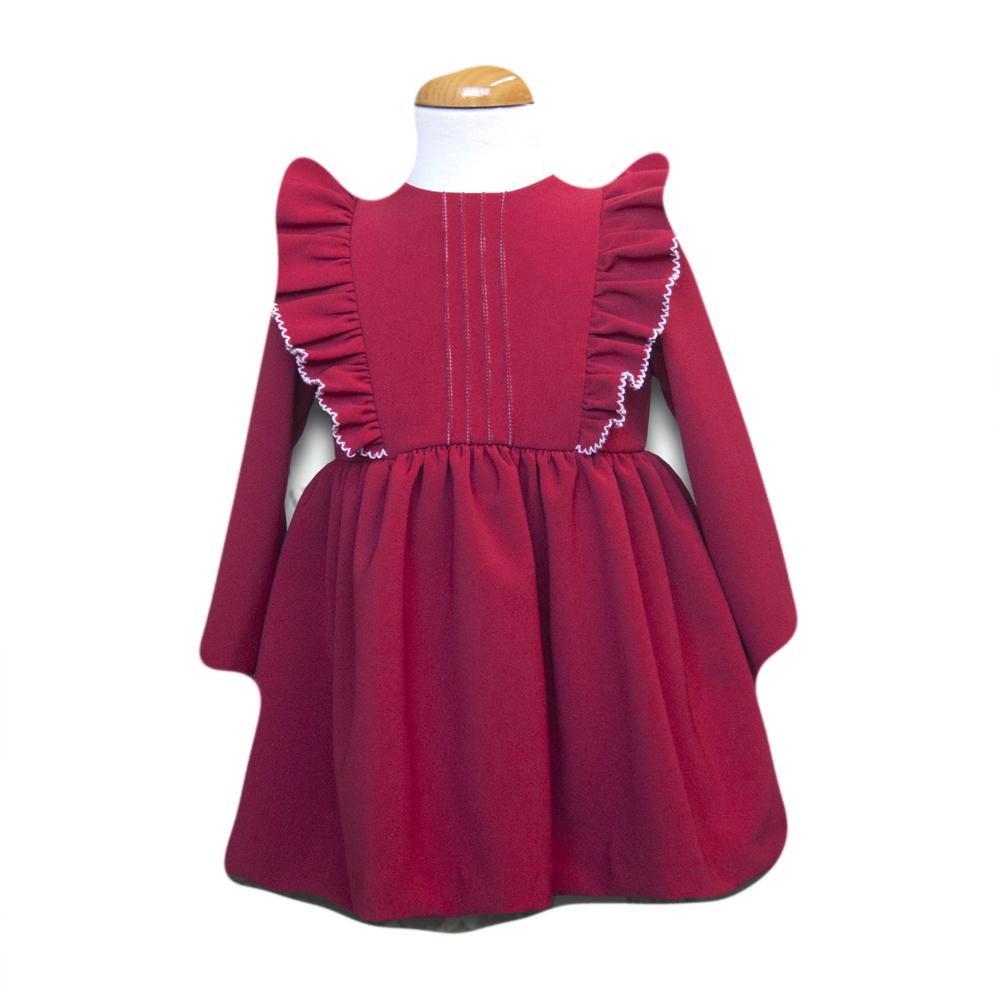 Vestido De Niña Manga Larga Anavig Punto Roma Rojo 4220