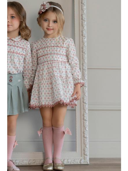 Vestido de manga larga niña MIRANDA plumeti estampado 0256/V [2]