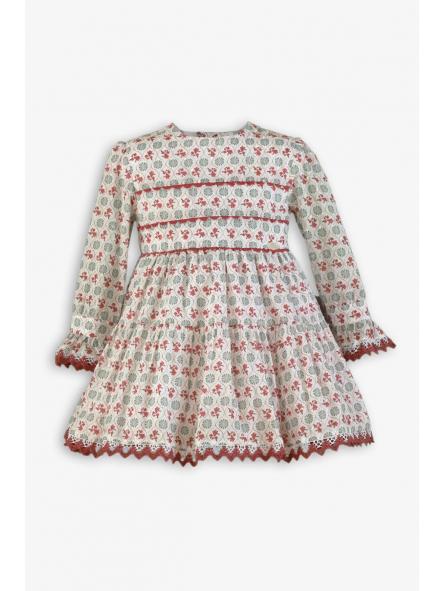 Vestido de manga larga niña MIRANDA plumeti estampado 0256/V [3]