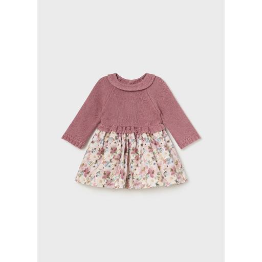 Vestido de bebe niña MAYORAL tricot combinado rosa 14-02886-020