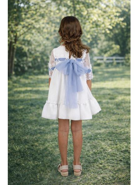 Vestido de media manga niña NEKENIA con tul azul 2621804 [1]