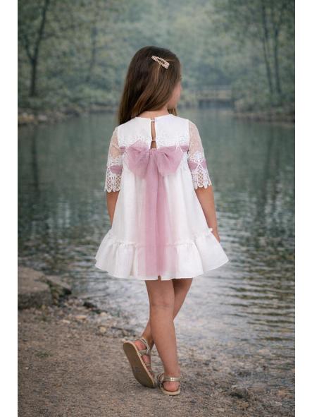 Vestido de media manga niña NEKENIA con tul orquidia 2621804 [1]