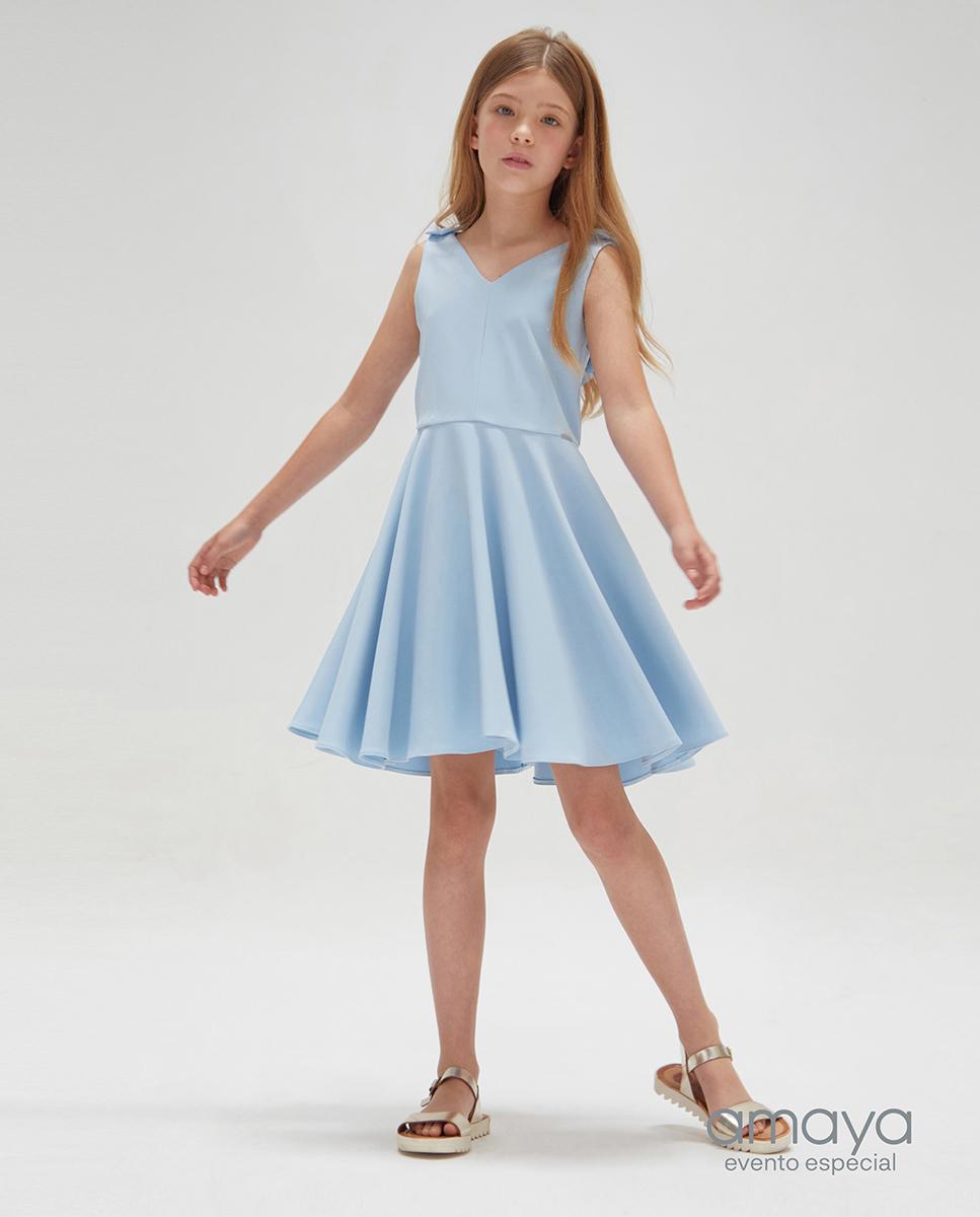 Vestido niña adolescente AMAYA doble tela azul 584621