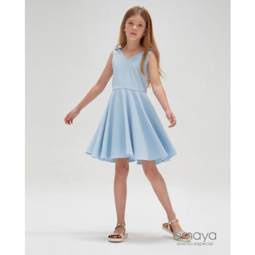 Vestido niña adolescente AMAYA doble tela azul 584621 [0]