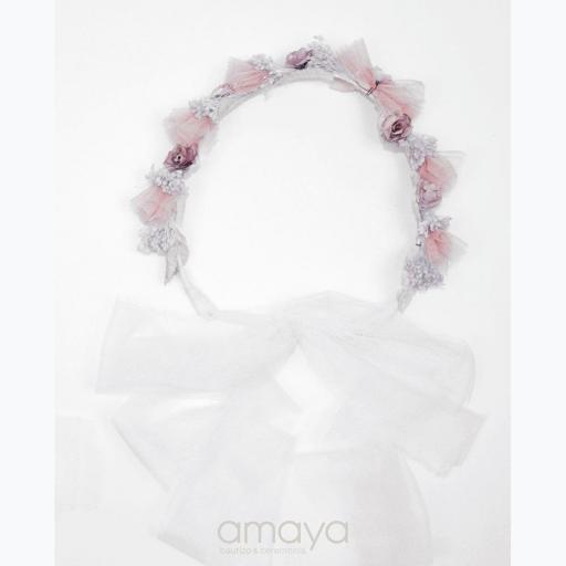 Vestido de ceremonia niña AMAYA tul crudo-rosa 582411 [3]