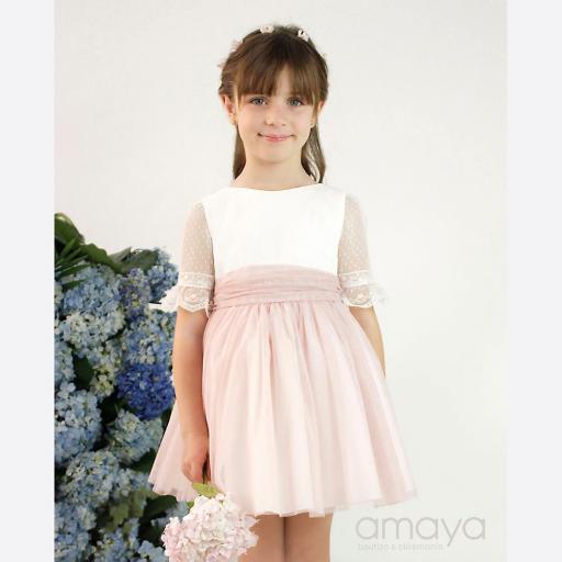 Vestido de arras niña AMAYA de tul rosa 582408 [1]