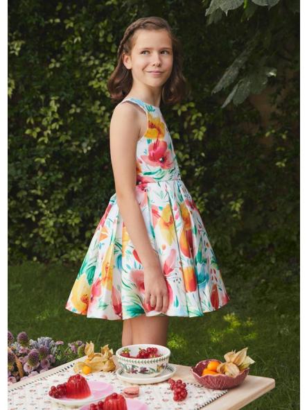 Vestido de ceremonia niña ABEL Y LULA mikado estampado tulipanes 5097