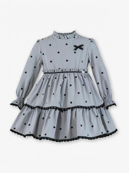 Vestido manga larga niña gris con lunares Miranda 040-0224-V [2]
