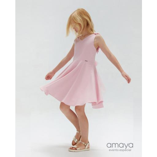 Vestido niña adolescente AMAYA doble tela rosa 584621 [1]
