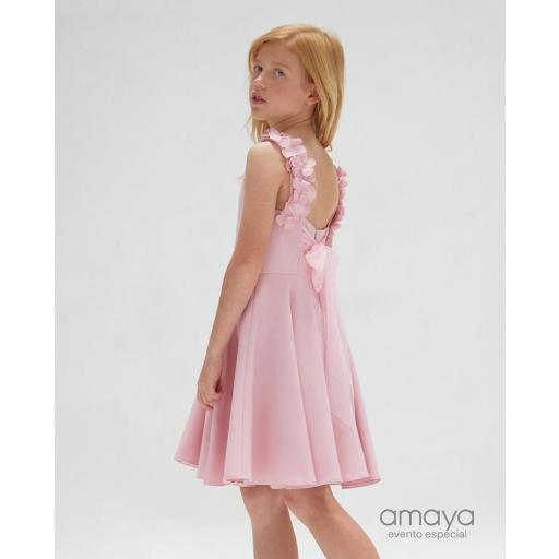 Vestido niña adolescente AMAYA doble tela rosa 584621