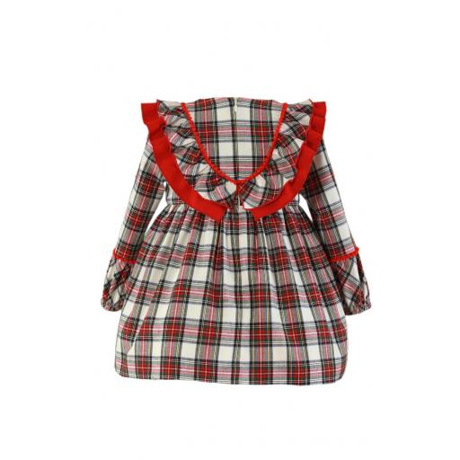 Vestido de manga larga niña MIRANDA cuadros rojos 034/0612/v  [2]
