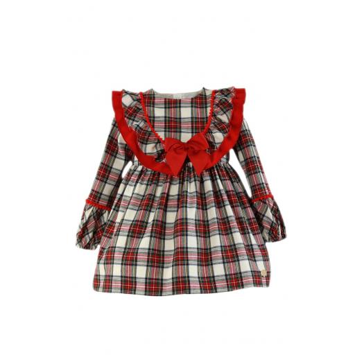 Vestido de manga larga niña MIRANDA cuadros rojos 034/0612/v  [3]