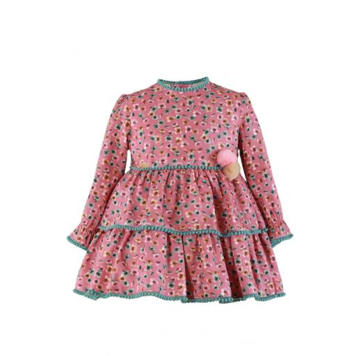Vestido de manga larga niña MIRANDA estampado rosa 034/0616/V  [1]