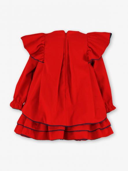 Vestido niña rojo con lazo azul marino Miranda 040-231-V [3]