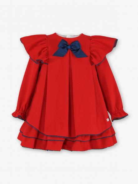 Vestido niña rojo con lazo azul marino Miranda 040-231-V [2]