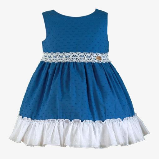 Vestido de tirantes de vestido para niña MIRANDA plumeti azul 614-v [3]