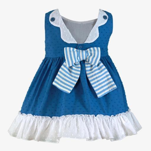 Vestido de tirantes de vestido para niña MIRANDA plumeti azul 614-v [5]