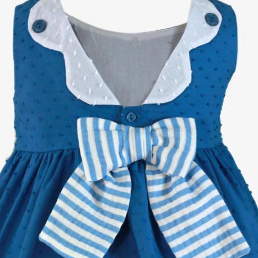 Vestido de tirantes de vestido para niña MIRANDA plumeti azul 614-v [6]