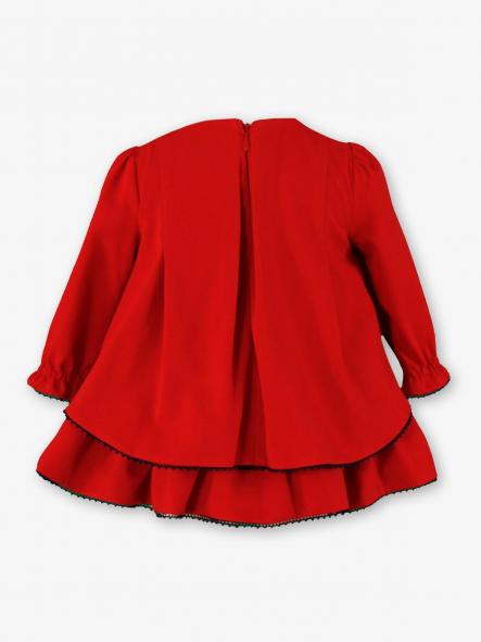 Vestido rojo con lazo azul marino bebé niña Miranda 040-131-V [2]