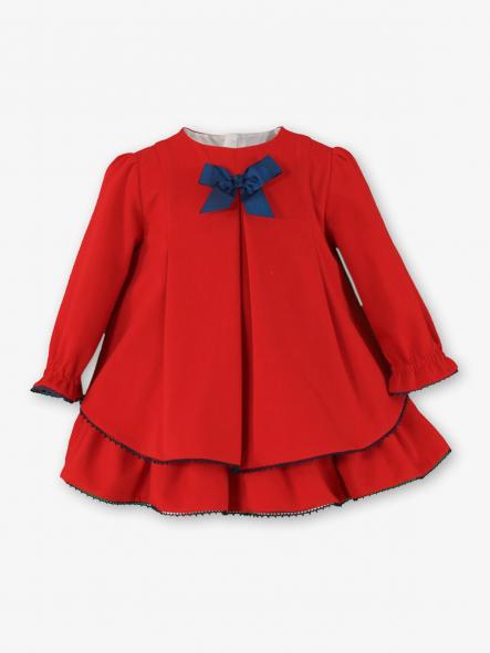 Vestido rojo con lazo azul marino bebé niña Miranda 040-131-V [1]