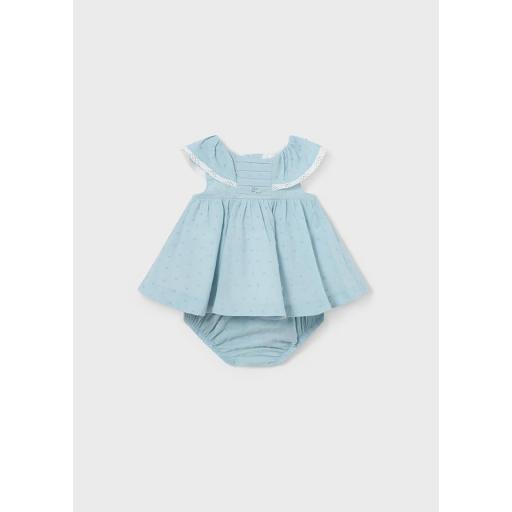 Vestido con braguita bebe niña MAYORAL newborn plumeti azul 1805 [0]