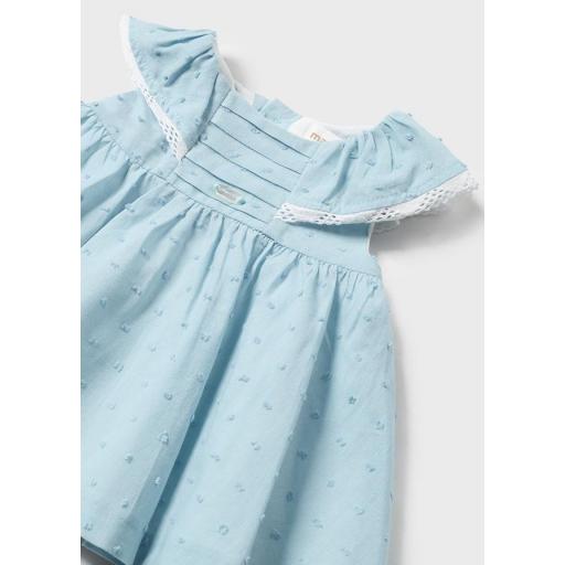 Vestido con braguita bebe niña MAYORAL newborn plumeti azul 1805 [2]