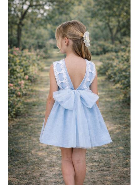 Vestido de tirantes niña NEKENIA azul con tul 2621830 [1]