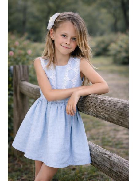 Vestido de tirantes niña NEKENIA azul con tul 2621830 [2]