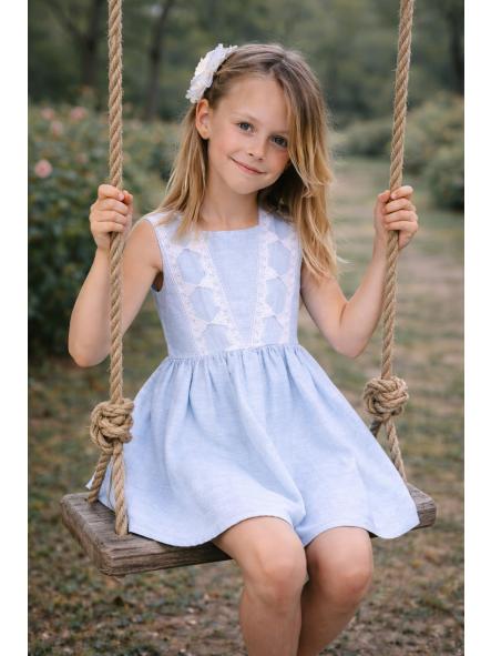 Vestido de tirantes niña NEKENIA azul con tul 2621830 [3]