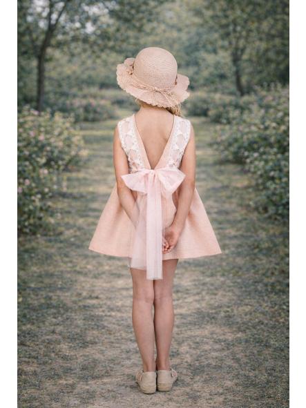 Vestido de tirantes niña NEKENIA salmón con tul 2621830 [1]