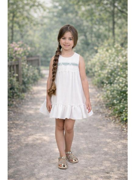 Vestido de tirantes niña NEKENIA con tul verde agua 2621803