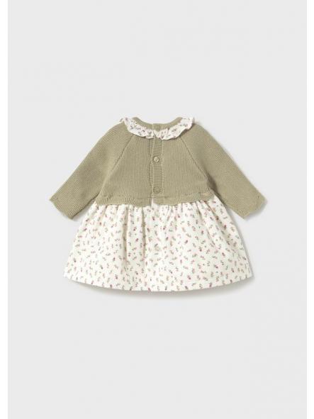 Vestido manga larga bebe niña MAYORAL tricot verde combinado  16-02805-029 [2]