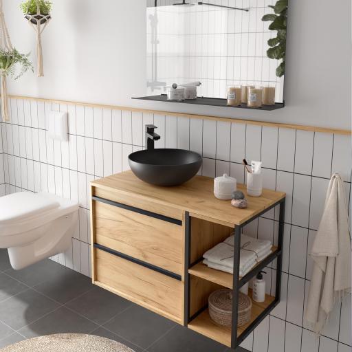 MUEBLE DE BAÑO ATTILA 2 PUERTAS 2 ESTANTES LAVABO SOBRE ENCIMERA de SALGAR