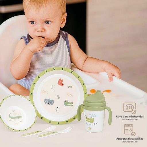 SET VAJILLA BEBÉ AUSTRALIA VERDE REGALO BEBÉ