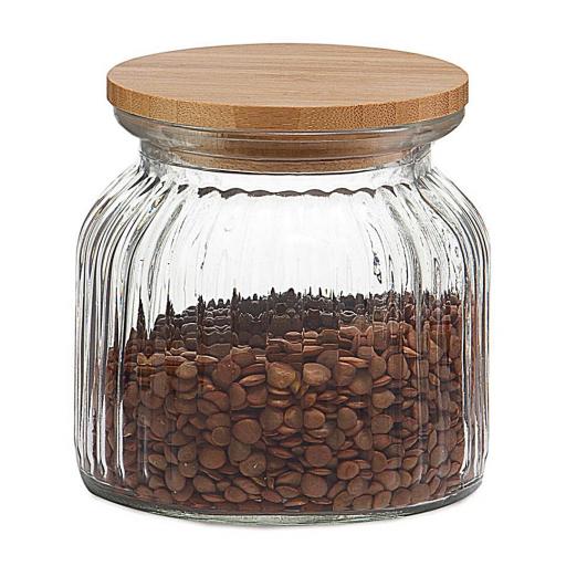 BOTE DE COCINA DE CRISTAL CON TAPA DE BAMBÚ 600 ML [1]