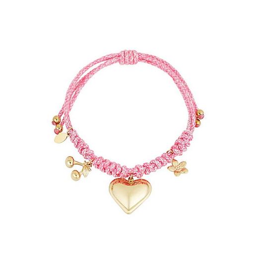 PULSERA ROSA CORAZÓN DORADO [1]