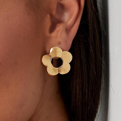 PENDIENTES FLOR ACERO INOX