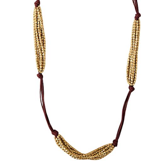 COLLAR LARGO LATÓN DORADO CON CORDÓN ENCERADO AJUSTABLE * [2]