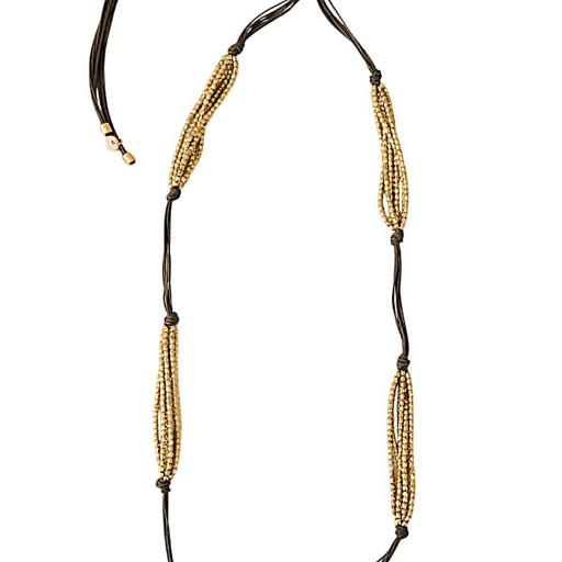 COLLAR LARGO LATÓN DORADO CON CORDÓN ENCERADO AJUSTABLE * [3]