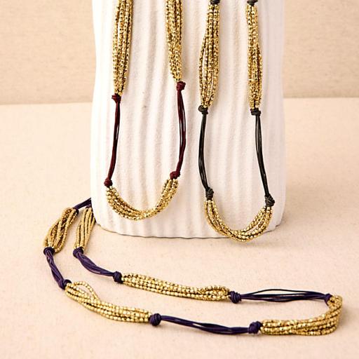 COLLAR LARGO LATÓN DORADO CON CORDÓN ENCERADO AJUSTABLE * [1]
