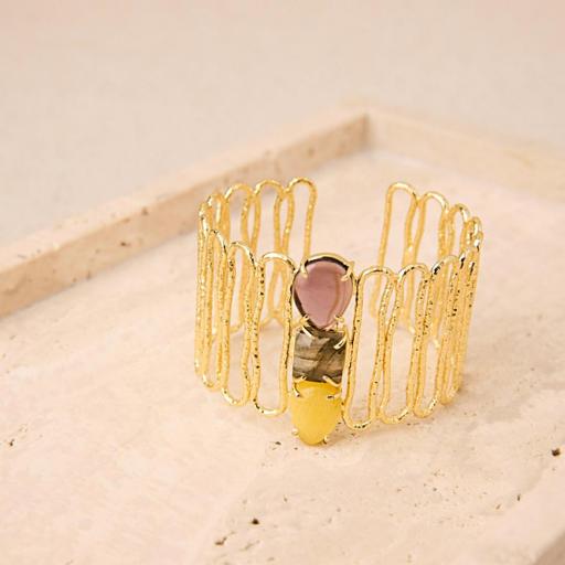 BRAZALETE MUJER LATIDO BAÑO ORO/ PIEDRAS SEMIPRECIOSAS [2]
