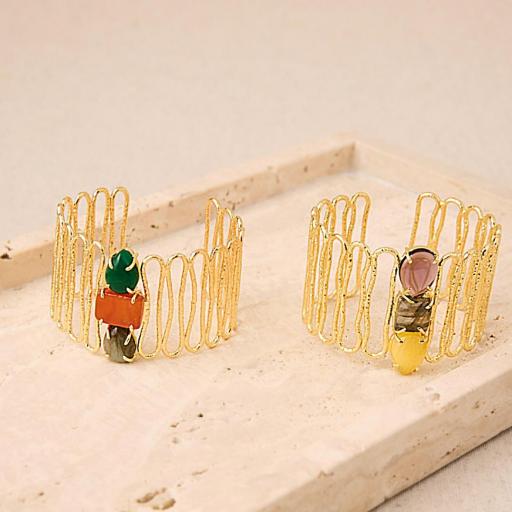 BRAZALETE MUJER LATIDO BAÑO ORO/ PIEDRAS SEMIPRECIOSAS