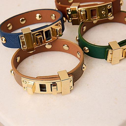 PULSERA LATIDO CON TACHUELAS DORADAS *