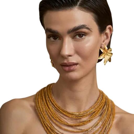 PENDIENTES FLOR GRANDE DORADA LATIDO