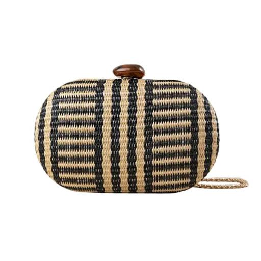 BOLSO CLUTCH OVALADO DE RAFIA CON RAYAS LATIDO [3]