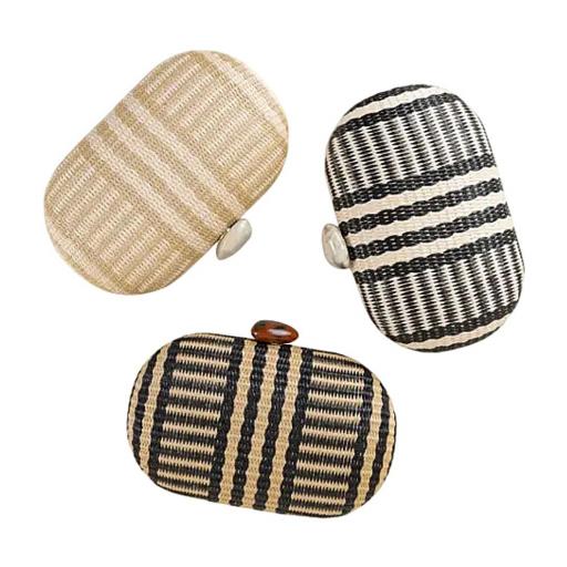 BOLSO CLUTCH OVALADO DE RAFIA CON RAYAS LATIDO [4]