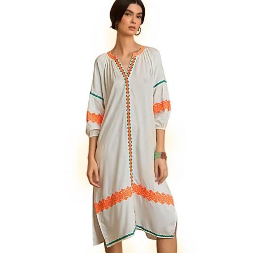 VESTIDO KURTA BORDADO ÉTNICO LATIDO [4]