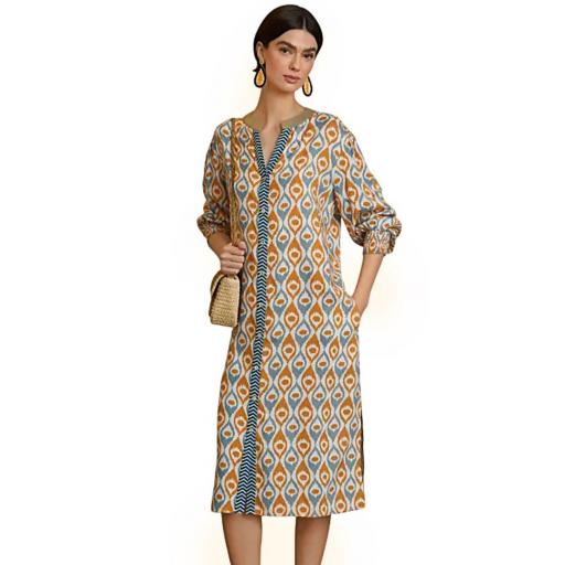 VESTIDO KURTA ESTAMPADO AMEBAS LATIDO [3]